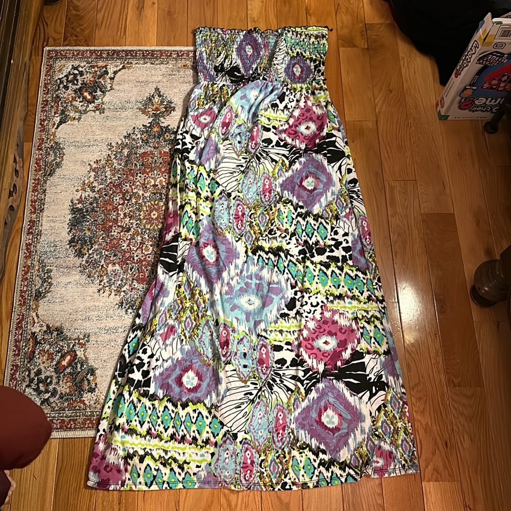 Colorful floor length sundress